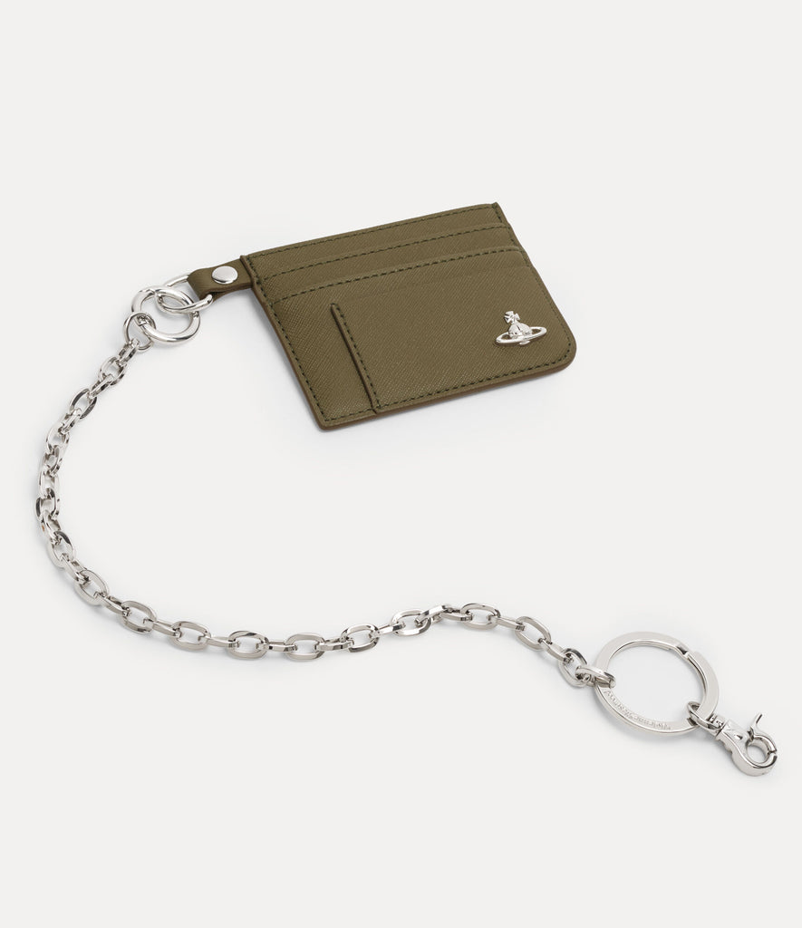 Vivienne Westwood card holder flat chain khaki
