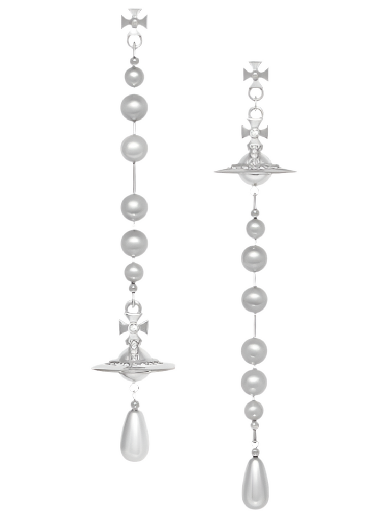 Vivienne Westwood Broken Pearl Earrings Platinum