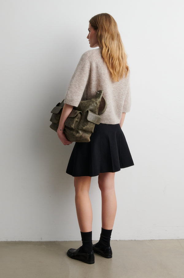 Second Female Andrea Knit Rib Cardigan - Light Beige Melange
