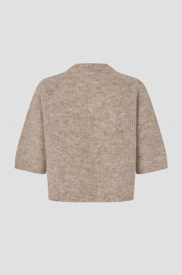 Second Female Andrea Knit Rib Cardigan - Light Beige Melange