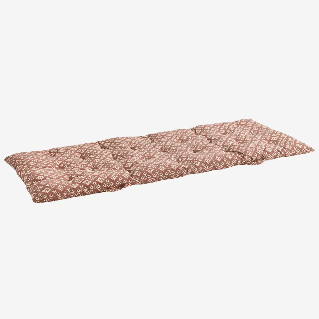 Madam Stoltz Printed Cotton Mattress - Old rose, ecru, anthracite