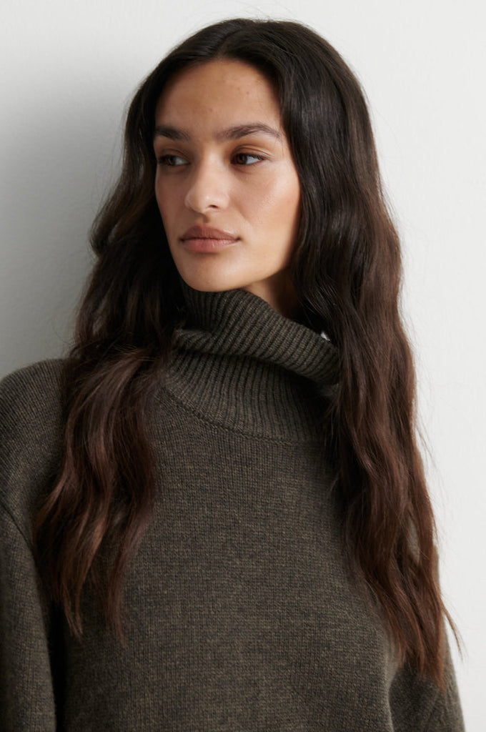 Second Female Alpha Knit T-Neck - Black Olive