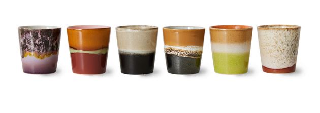 70s ceramic: coffee mugs, soil (set of 6)