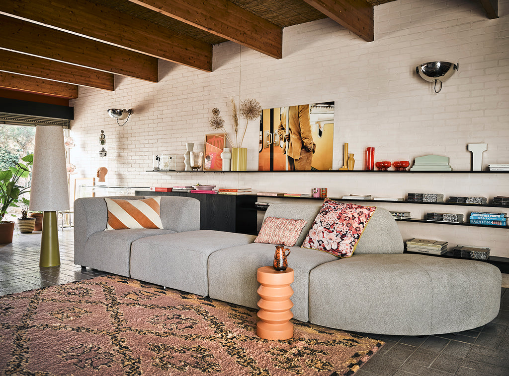 HK Living: Striped cushion velvet peach/cream (40x60)