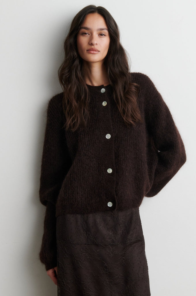 Second Female Andrea Knit Rib LS Cardigan