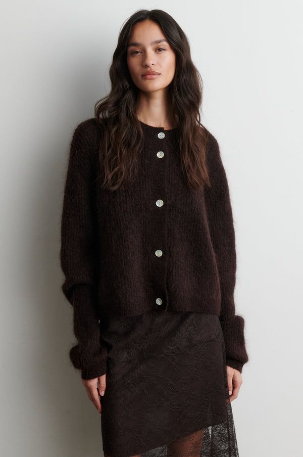 Second Female Andrea Knit Rib LS Cardigan