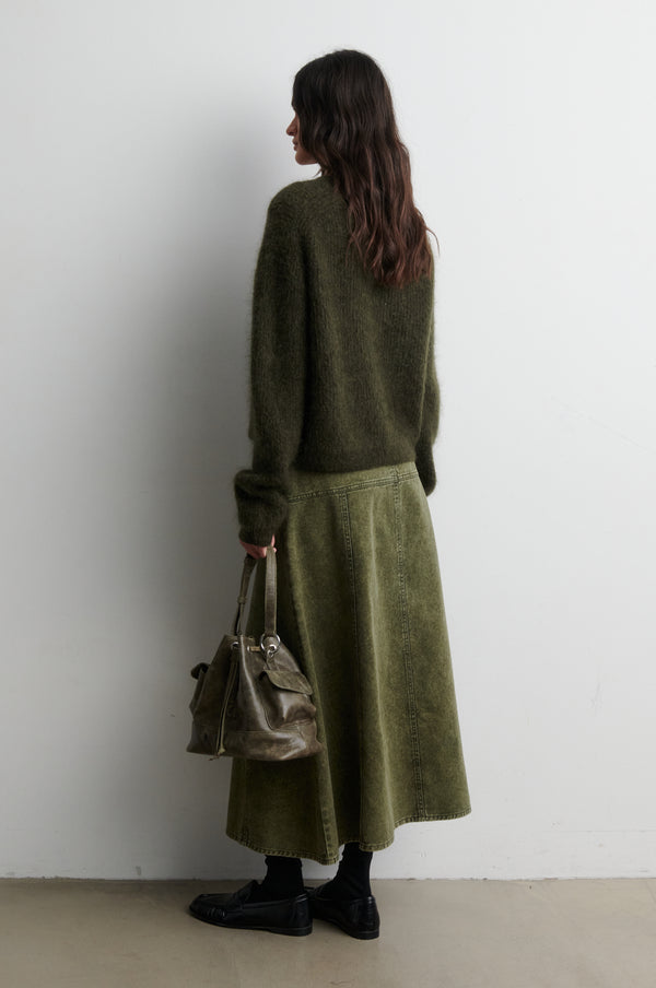 Second Female Andrea Knit Rib LS Cardigan - Black Olive