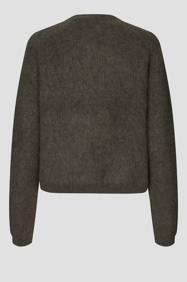 Second Female Andrea Knit Rib LS Cardigan - Black Olive