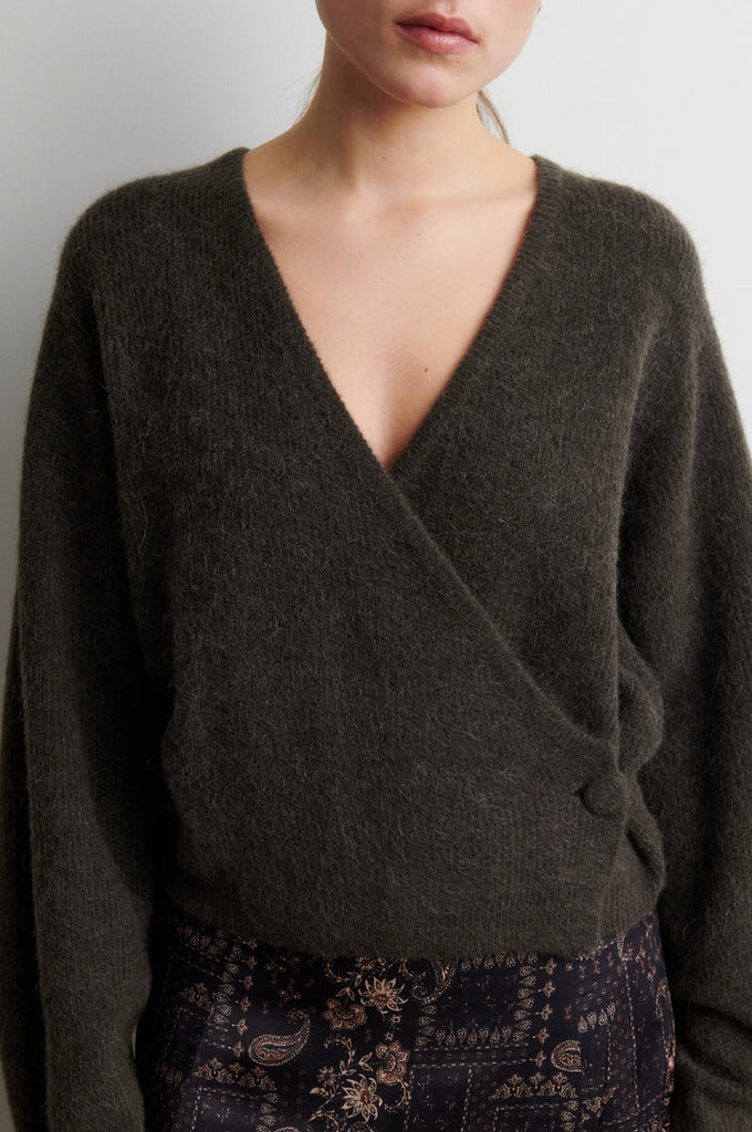 Second Female Gabby Wrap Knit - Black Olive