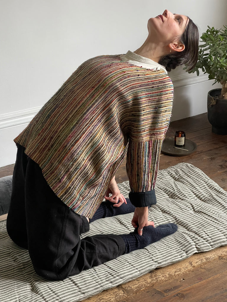 Maitri: Recycled Cream and Olive stripes mattress