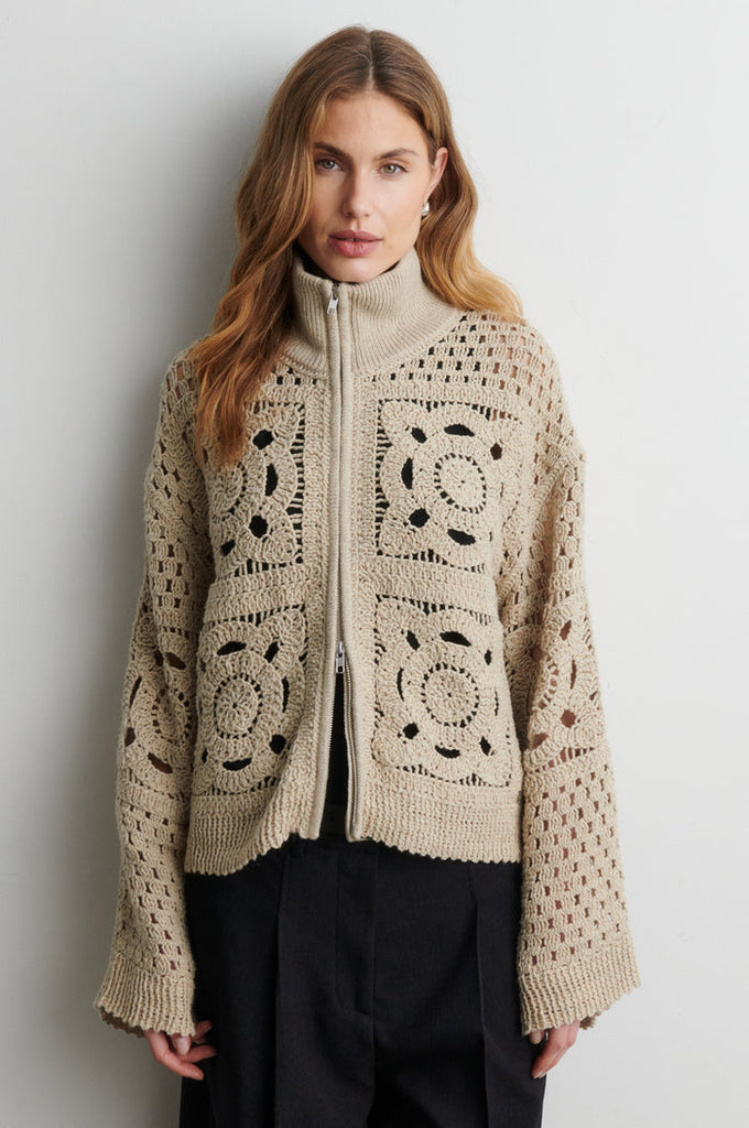Second Female Crosette Knit Cardigan - Camel