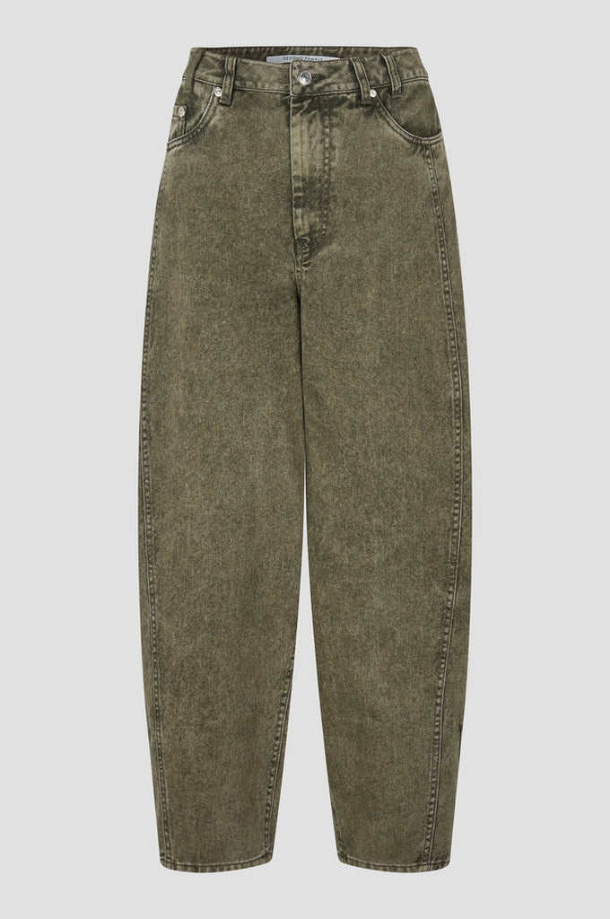 Second Female Jaye Denim Barrel Jeans - Green Denim