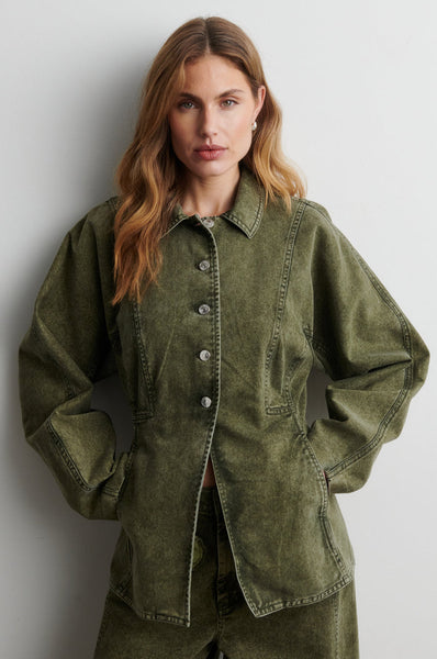 Second Female Jaye Denim Jacket - Green Denim