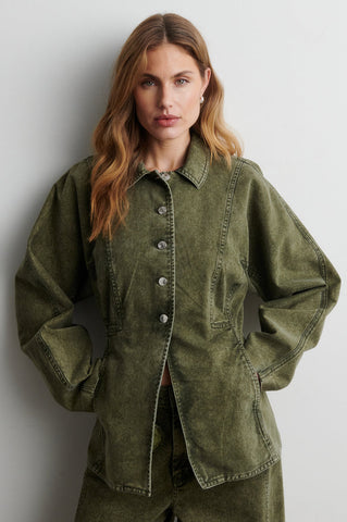 Second Female Jaye Denim Jacket - Green Denim