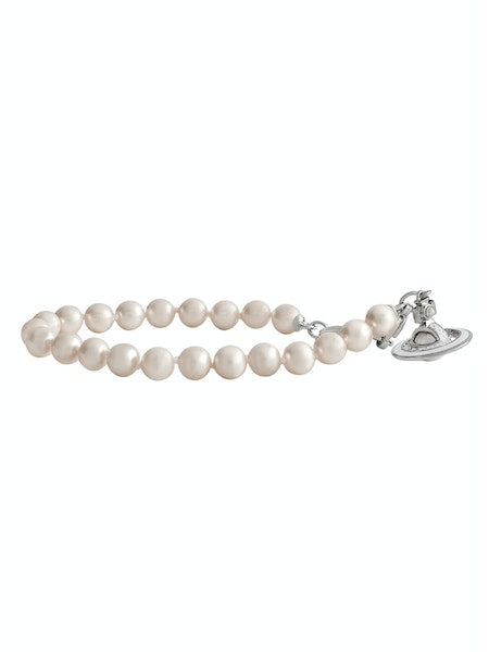 Vivienne Westwood Simonetta Pearl Bracelet - Platinum/Creamrose Pearl/White Enamel