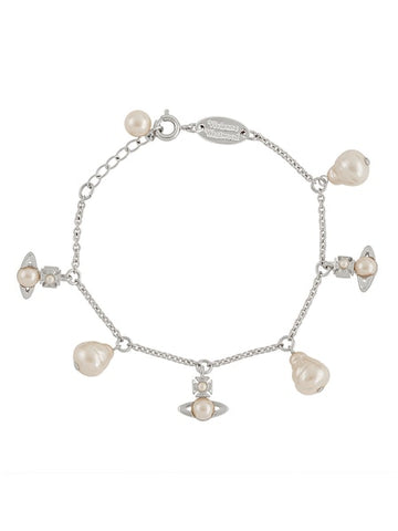 Vivienne Westwood SS24 Emilianna Bracelet - Platinum/Creamrose Pearl