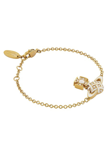 Vivienne Westwood SS24 Cassie Bas Relief Bracelet - Gold/Creamrose Pearl