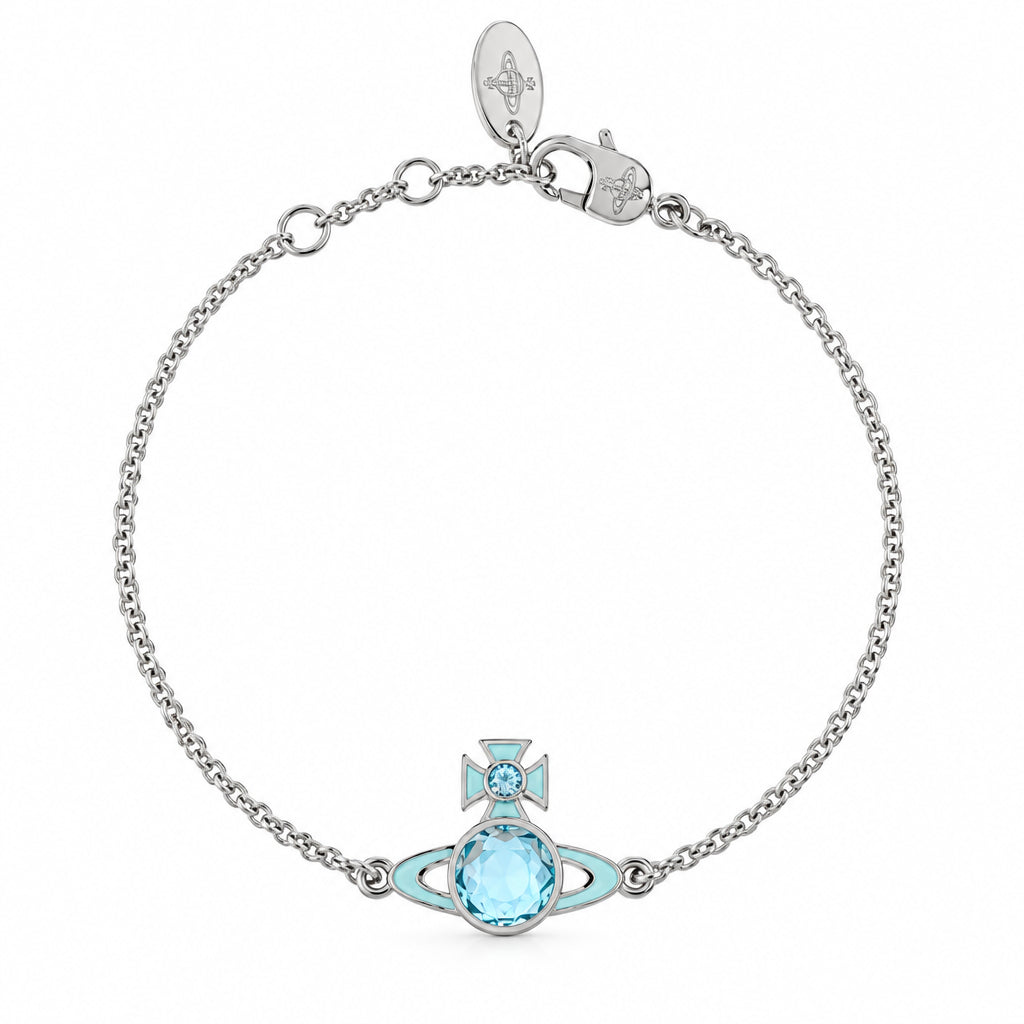 Vivienne Westwood BEATRIX BRACELET - PLATINUM/TURQUOISE CZ/TRANSPARENT LIGHT