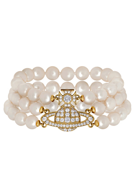 Vivienne Westwood Graziella Three Row Pearl, Gold/Creamrose Pearl bracelet