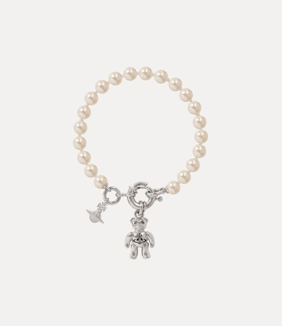 Vivienne Westwood RUBY PEARL BRACELET - PLATINUM/BLACK DIAMOND Crystal/BLACK