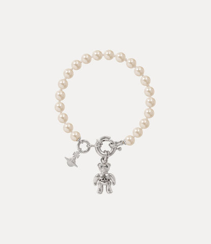Vivienne Westwood RUBY PEARL BRACELET - PLATINUM/BLACK DIAMOND Crystal/BLACK
