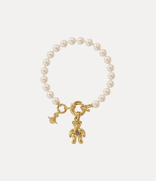 Vivienne Westwood RUBY PEARL BRACELET - GOLD/BLACK DIAMOND Crystal/BLACK