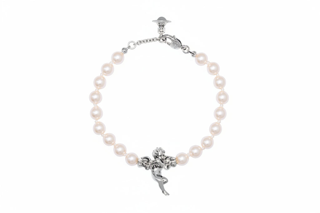 Vivienne Westwood PUTTI PEARL BRACELET - ANTIQUE PLATINUM / CREAMROSE