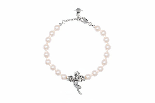 Vivienne Westwood PUTTI PEARL BRACELET - ANTIQUE PLATINUM / CREAMROSE