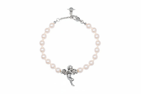 Vivienne Westwood PUTTI PEARL BRACELET - ANTIQUE PLATINUM / CREAMROSE