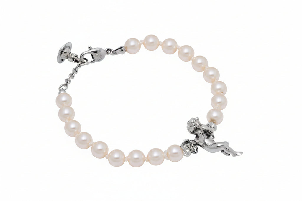 Vivienne Westwood PUTTI PEARL BRACELET - ANTIQUE PLATINUM / CREAMROSE