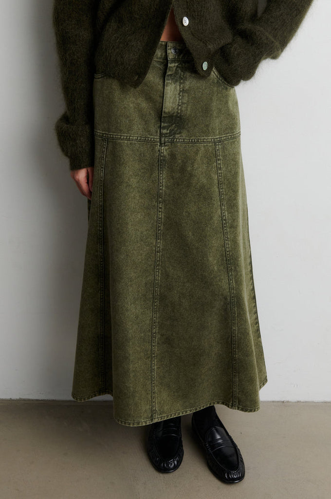 Second Female Jaye Denim Skirt - Green Denim