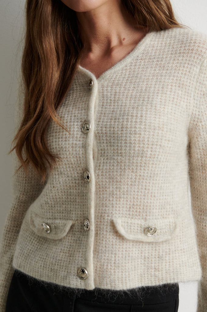Second Female Andrea Knit Structure Cardigan Birch