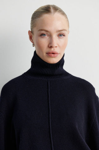 Second Female Alpha Knit Slit T-Neck Night Sky