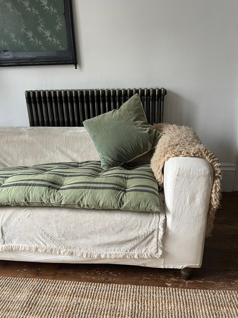 Maitri: Double sided printed cotton mattress 60 x 100cm Olive green, charcoal