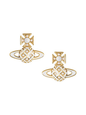Vivienne Westwood SS24 Cassie Bas Relief Earrings - Gold/Creamrose Pearl
