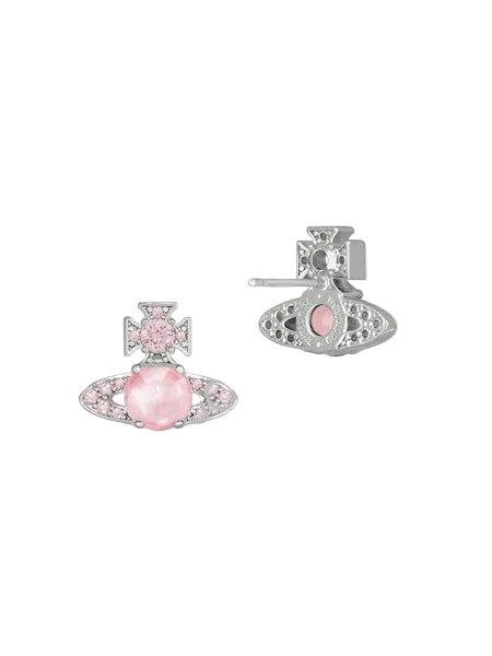 Vivienne Westwood ONDINA EARRINGS - PLATINUM / PINK CZ