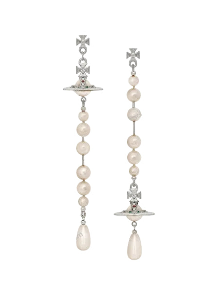 Vivienne Westwood broken pearl earrings platinum