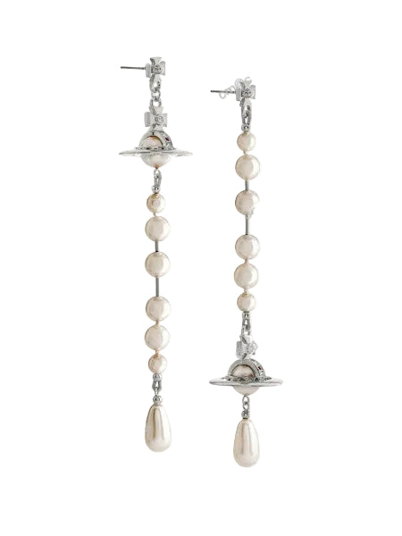Vivienne Westwood broken pearl earrings platinum