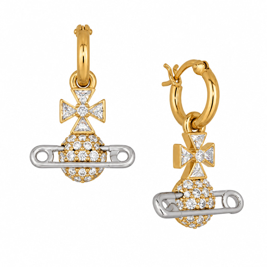 Vivienne Westwood HECTORINA HOOP EARRINGS - GOLD / PLATINUM / WHITE CZ