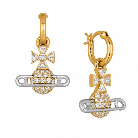 Vivienne Westwood HECTORINA HOOP EARRINGS - GOLD / PLATINUM / WHITE CZ