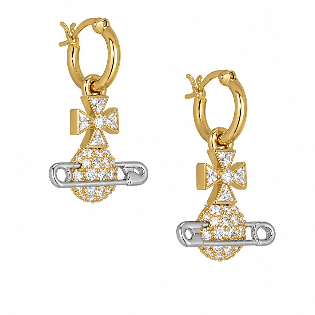 Vivienne Westwood HECTORINA HOOP EARRINGS - GOLD / PLATINUM / WHITE CZ