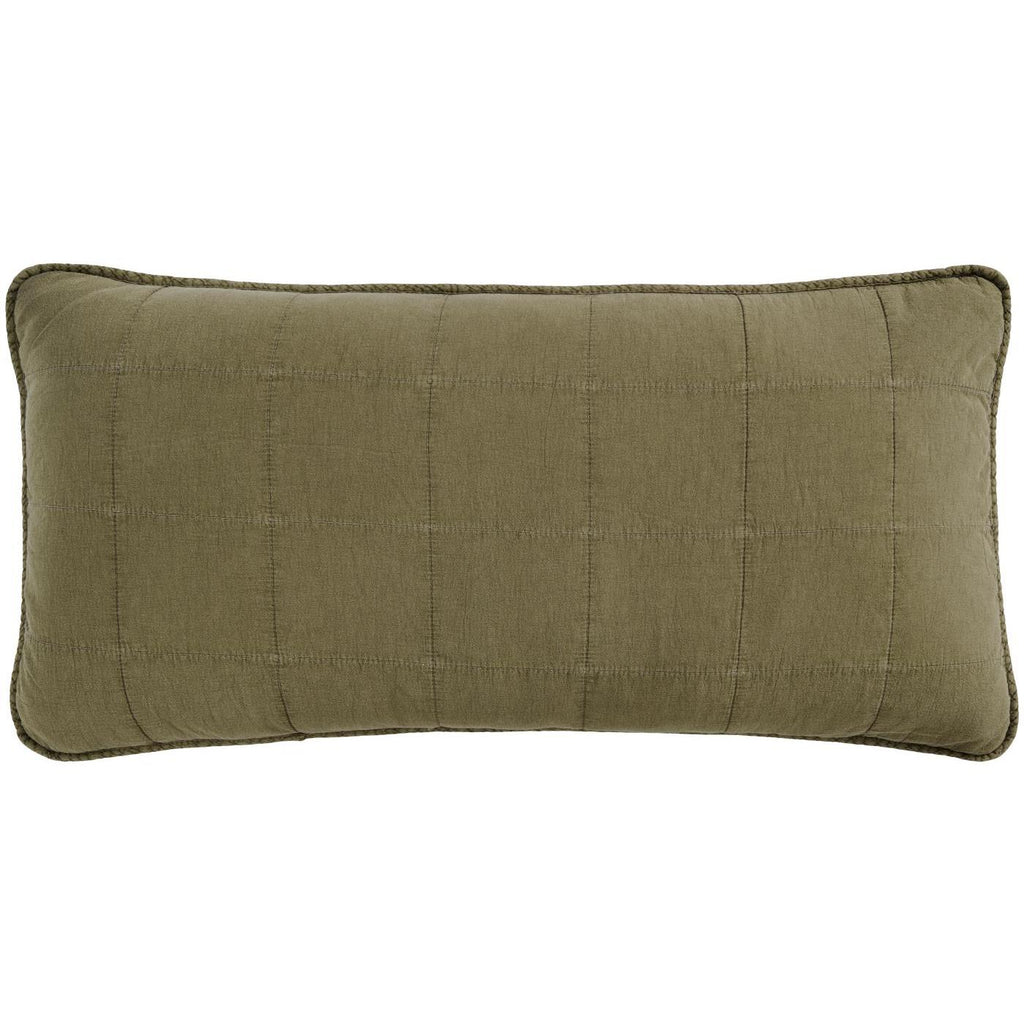 IB Cushion cover and inner f/headboard cushion eucalyptus green, front quilted, backside w/tie bands