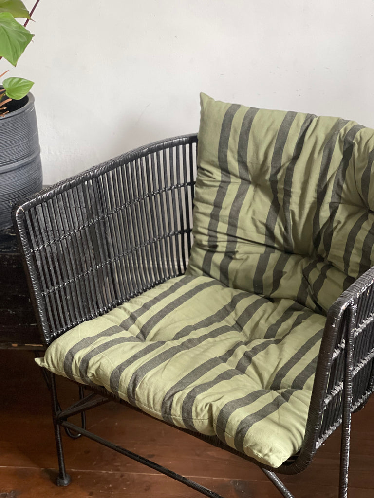 Maitri: Double sided printed cotton mattress 60 x 100cm Olive green, charcoal