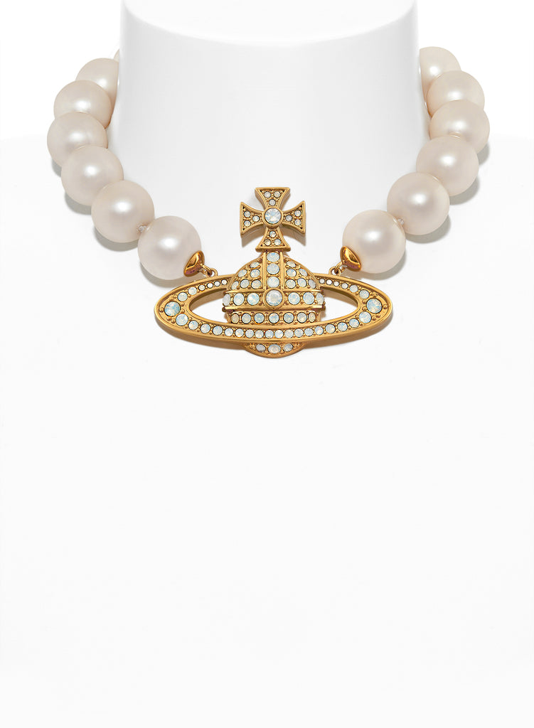 SS24 Vivienne Westwood Neysa Necklace Gold/Creamrose CollardManson