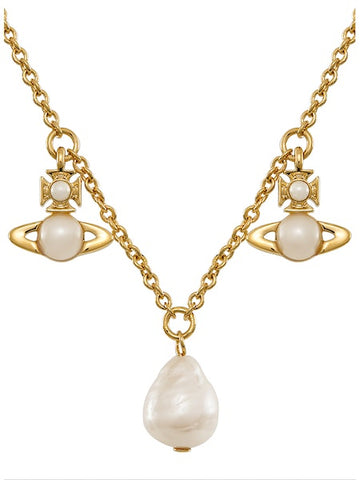 Vivienne Westwood SS24 Emilianna Necklace - Gold/Creamrose Pearl