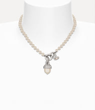 Vivienne Westwood Lucille Pearl Necklace Platinum / White CZ / Creamrose Pearl