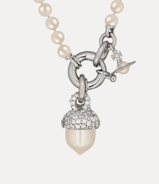 Vivienne Westwood Lucille Pearl Necklace Platinum / White CZ / Creamrose Pearl