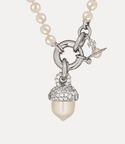 Vivienne Westwood Lucille Pearl Necklace Platinum / White CZ / Creamrose Pearl
