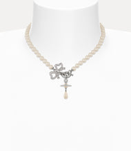Vivienne Westwood RIGOBERTA PEARL NECKLACE PLATINUM / WHITE Crystal / CREAM ROSE