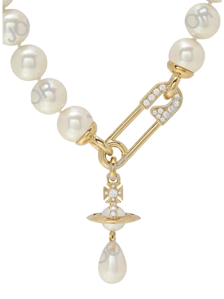 Vivienne Westwood LUCRECE LARGE PEARL NECKLACE - GOLD / WHITE CZ